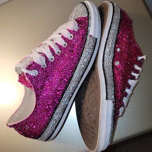 Blinged out hot pink converse